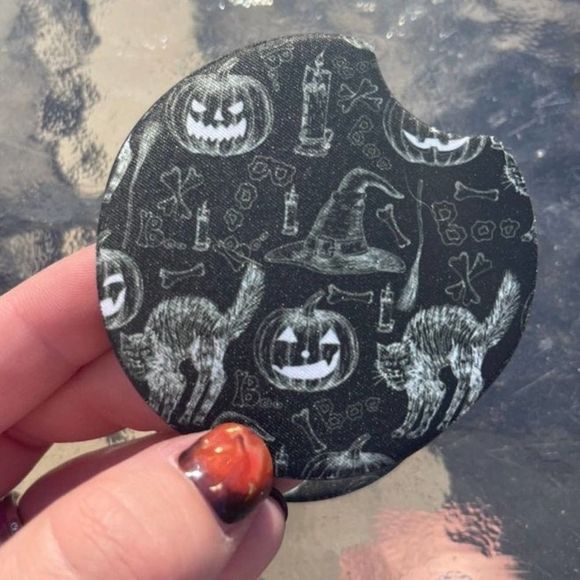 Black Cat Halloween Car Coaster Set | Black Cat Coaster Set - Picture 4 of 10